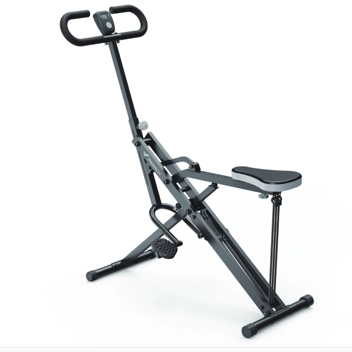 2-in-1 Squat Rowing Machine with LCD Monitor, 350LBS Adjustable Resistance Leg Glute Home Gym Equipment