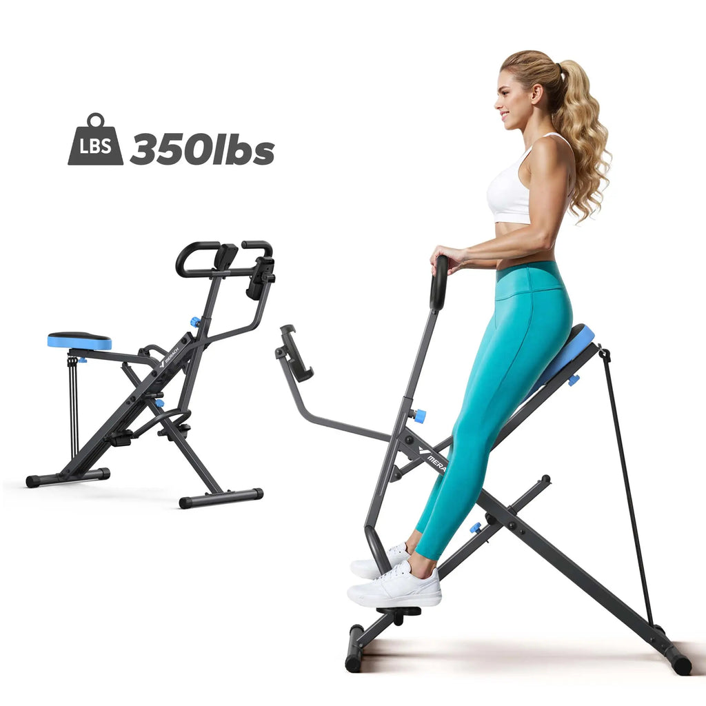 2-in-1 Squat Rowing Machine with LCD Monitor, 350LBS Adjustable Resistance Leg Glute Home Gym Equipment