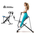 2-in-1 Squat Rowing Machine with LCD Monitor, 350LBS Adjustable Resistance Leg Glute Home Gym Equipment