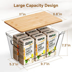 Premium Clear Food Containers with Wood Lid, Space-Saving Kitchen Storage Boxes for Household Organization