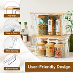 Premium Clear Food Containers with Wood Lid, Space-Saving Kitchen Storage Boxes for Household Organization