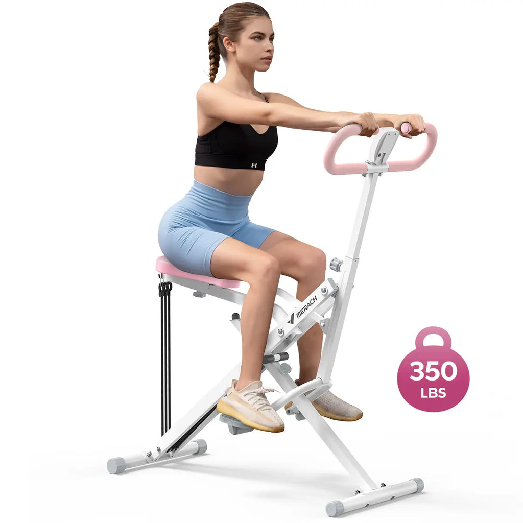 2-in-1 Squat Rowing Machine with LCD Monitor, 350LBS Adjustable Resistance Leg Glute Home Gym Equipment