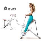 2-in-1 Squat Rowing Machine with LCD Monitor, 350LBS Adjustable Resistance Leg Glute Home Gym Equipment