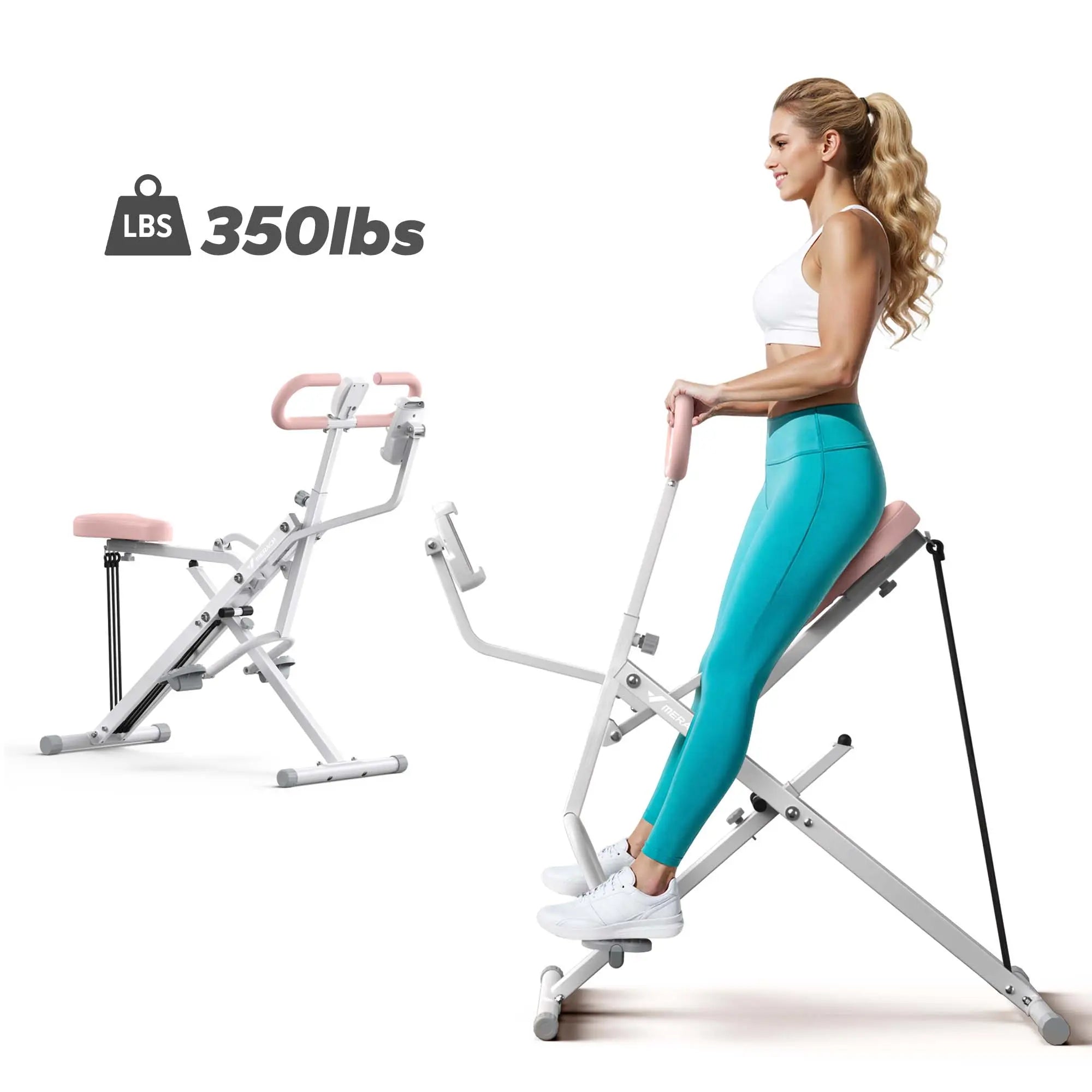 2-in-1 Squat Rowing Machine with LCD Monitor, 350LBS Adjustable Resistance Leg Glute Home Gym Equipment