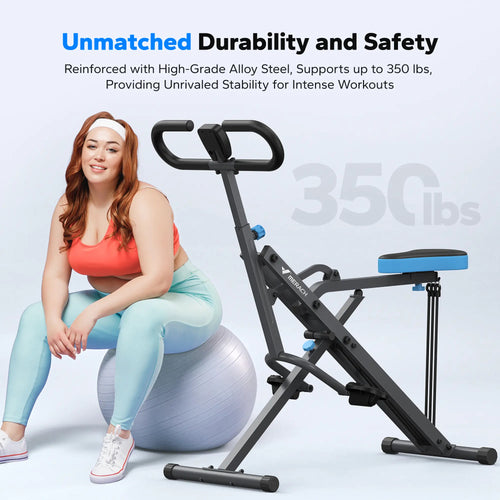 2-in-1 Squat Rowing Machine with LCD Monitor, 350LBS Adjustable Resistance Leg Glute Home Gym Equipment