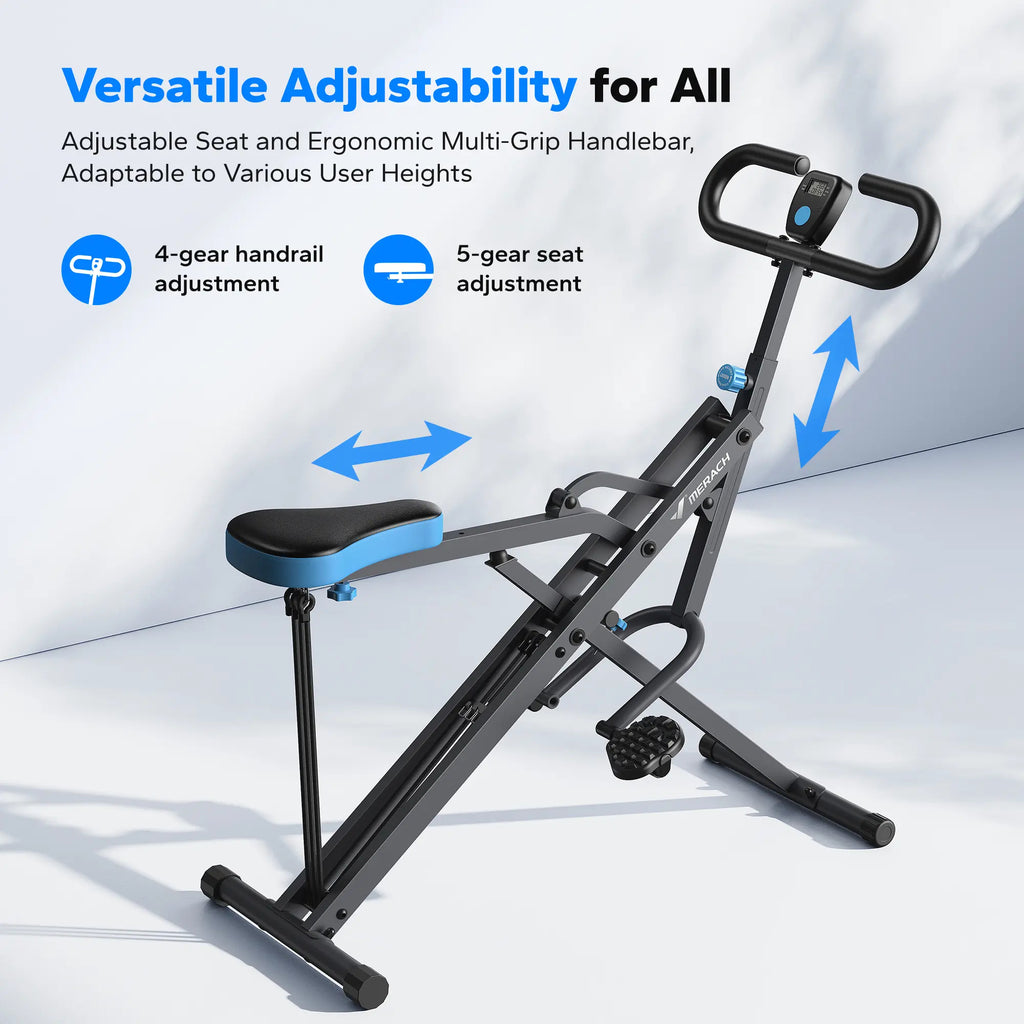 2-in-1 Squat Rowing Machine with LCD Monitor, 350LBS Adjustable Resistance Leg Glute Home Gym Equipment